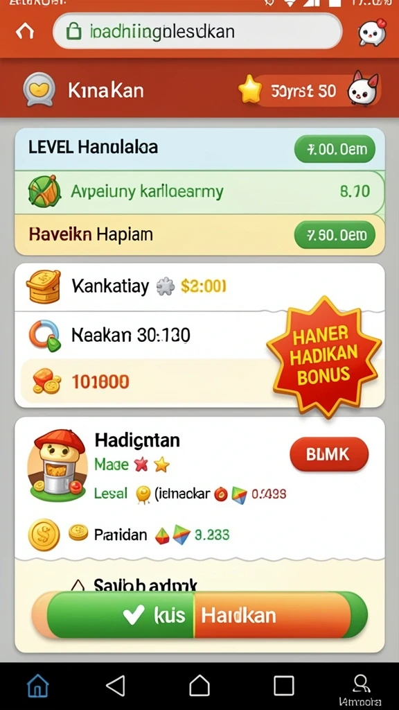 Tampilan antarmuka permainan yang menarik dan intuitif.